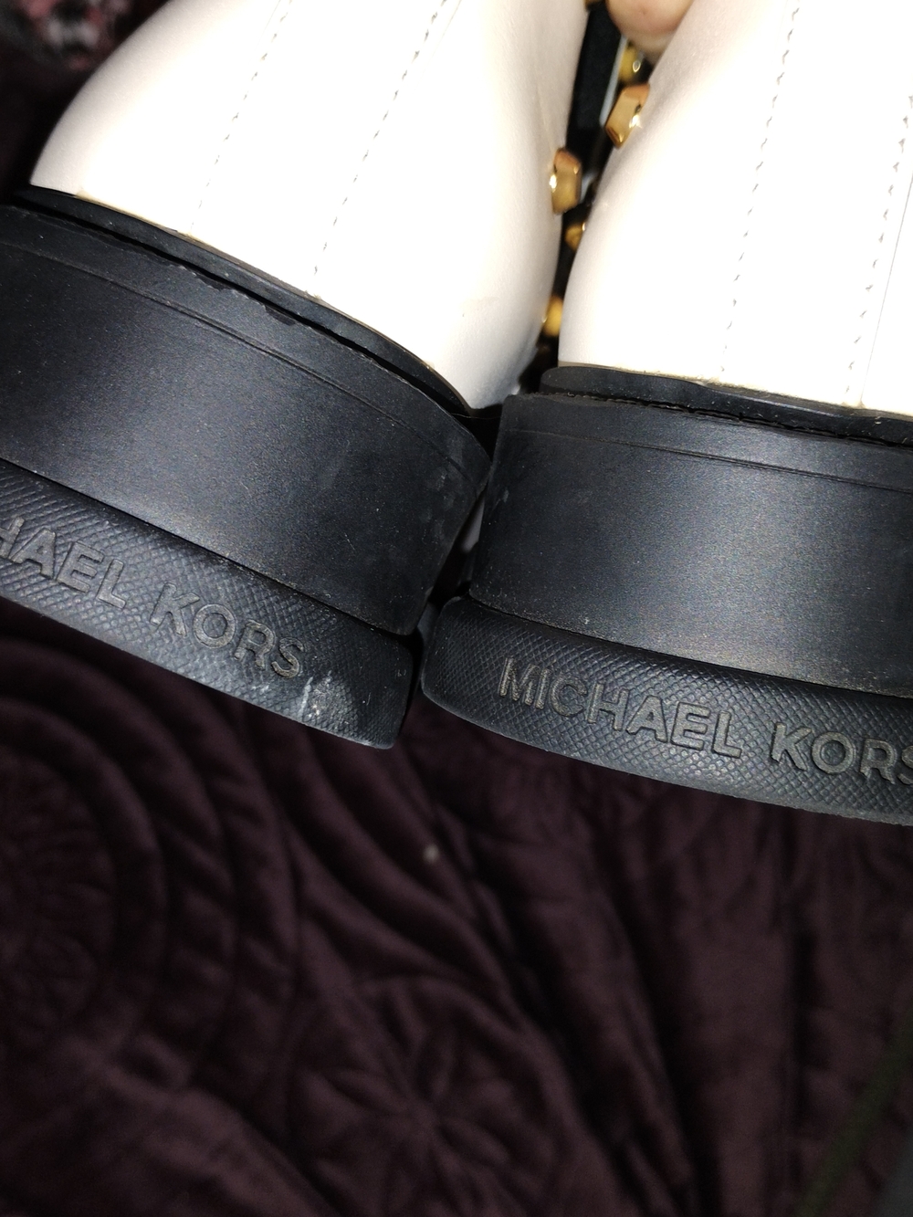 MICHAEL Michael Kors White Leather Chelsea Booties with Gold Studs - Picture 7 of 9